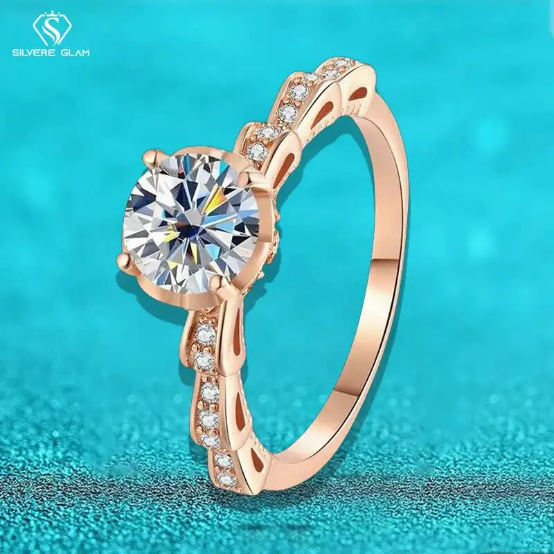 

Кольцо из стерлингового серебра 925 пробы с муассанитом, золотое кольцо с шампанским, обручальное кольцо с бриллиантом 1 карат D VVS1, лабораторный драгоценный камень