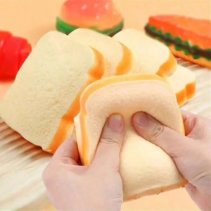Squishy Toast Squeeze Toy Soft Fast Rebound Stress Reliever Decompression Toy for Kids Adults Home Party Favors