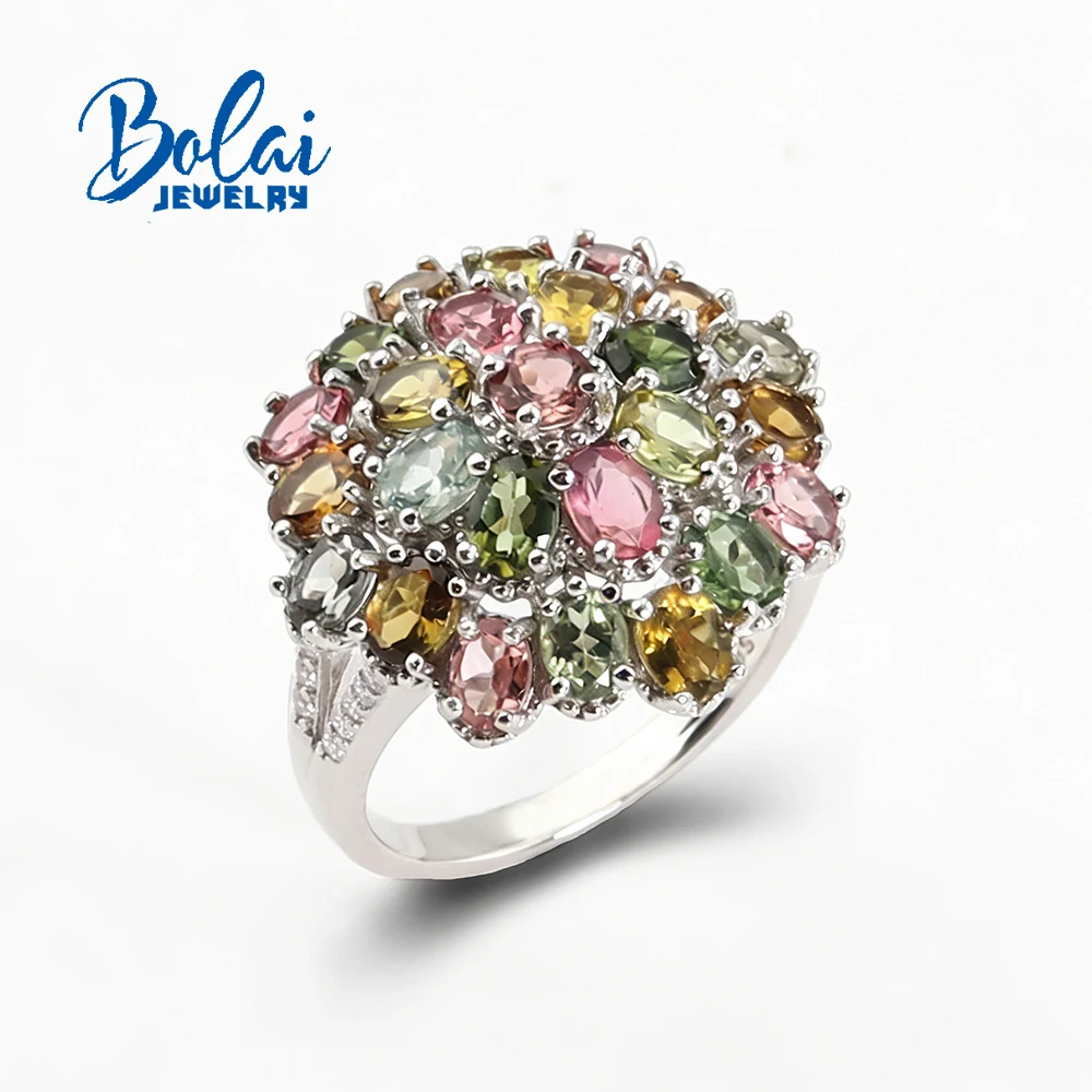Light Luxury 925 Sterling Silver Women's Ring Natural Tourmaline October Birthstone Fine Jewelry for Anniversary Festival Gift