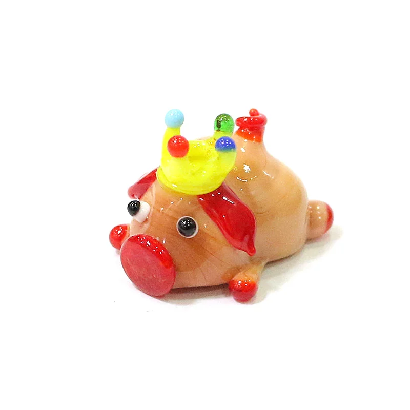 Flesh-Colored Cute Glass Pig Mini Figurine Ornament Creative Tiny Animal Statue Kawaii Decor Xmas Easter New Year Gifts for Kids