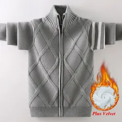 Boys' Sweater Korean Style Fashion Stand Collar Desing Kids  Warm Knitted Pullover For Children's Age 6 8 10 12 14 15 Years Old