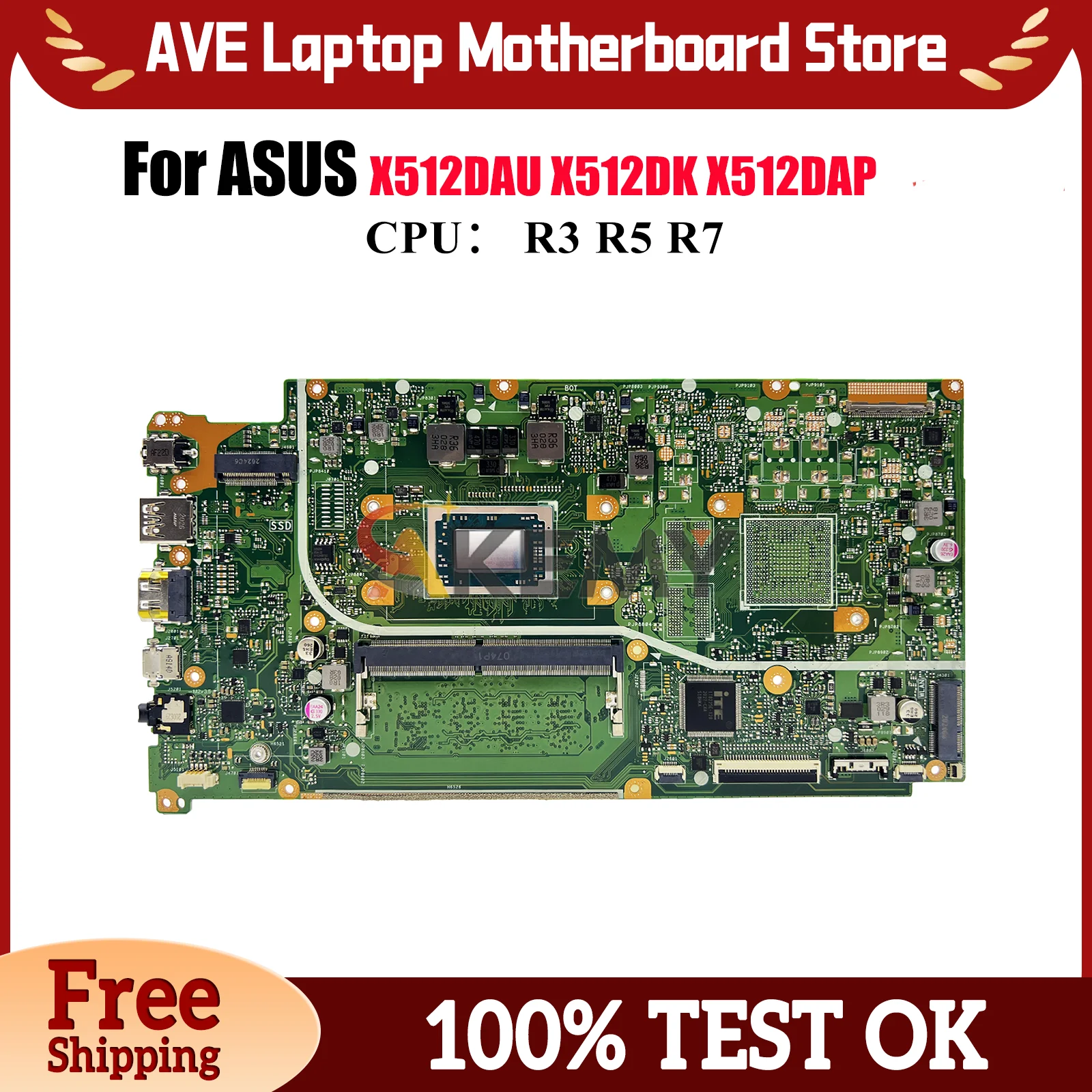 

X512DAU Материнская плата для ноутбука ASUS VivoBook X512DAP V5000d M5050D X512D F512D X512DA X512DK M512D Материнская плата с процессором R3 R5 R7