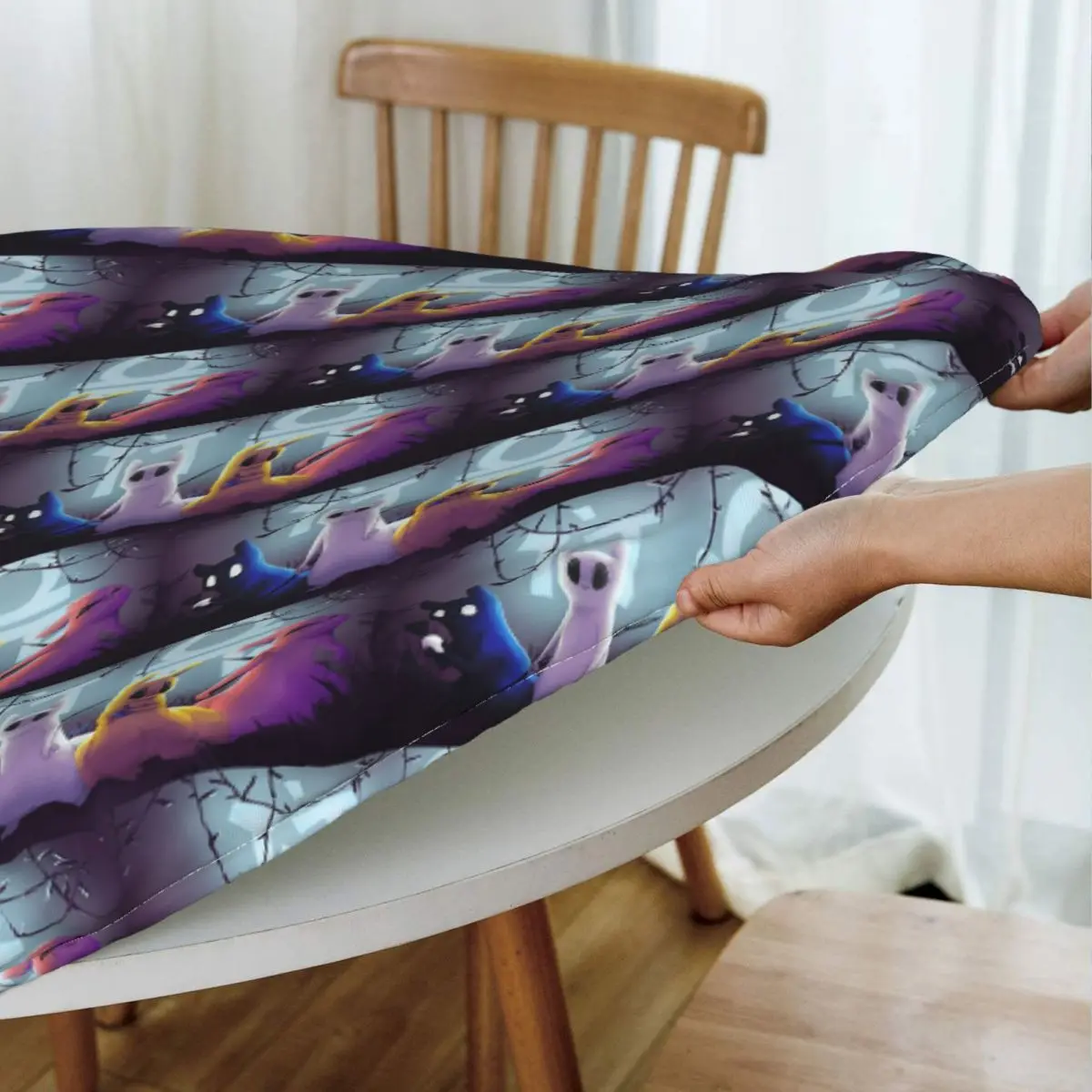 Slugcat Rain World Game Waterproof Round Tablecloth Oilproof Table Cloth for Kitchen Events Dining Table Cover