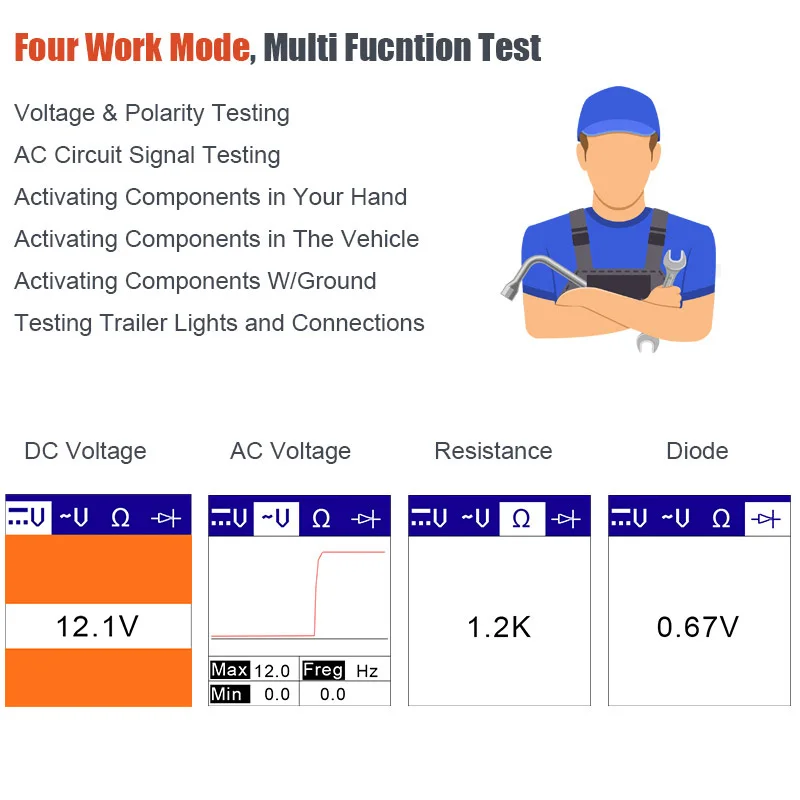 KZYEE KM10 Car Circuit Tester Powerscan Circuit Power Probe Automotive Scanner Electrical System Tester Car Diagnostic Tool