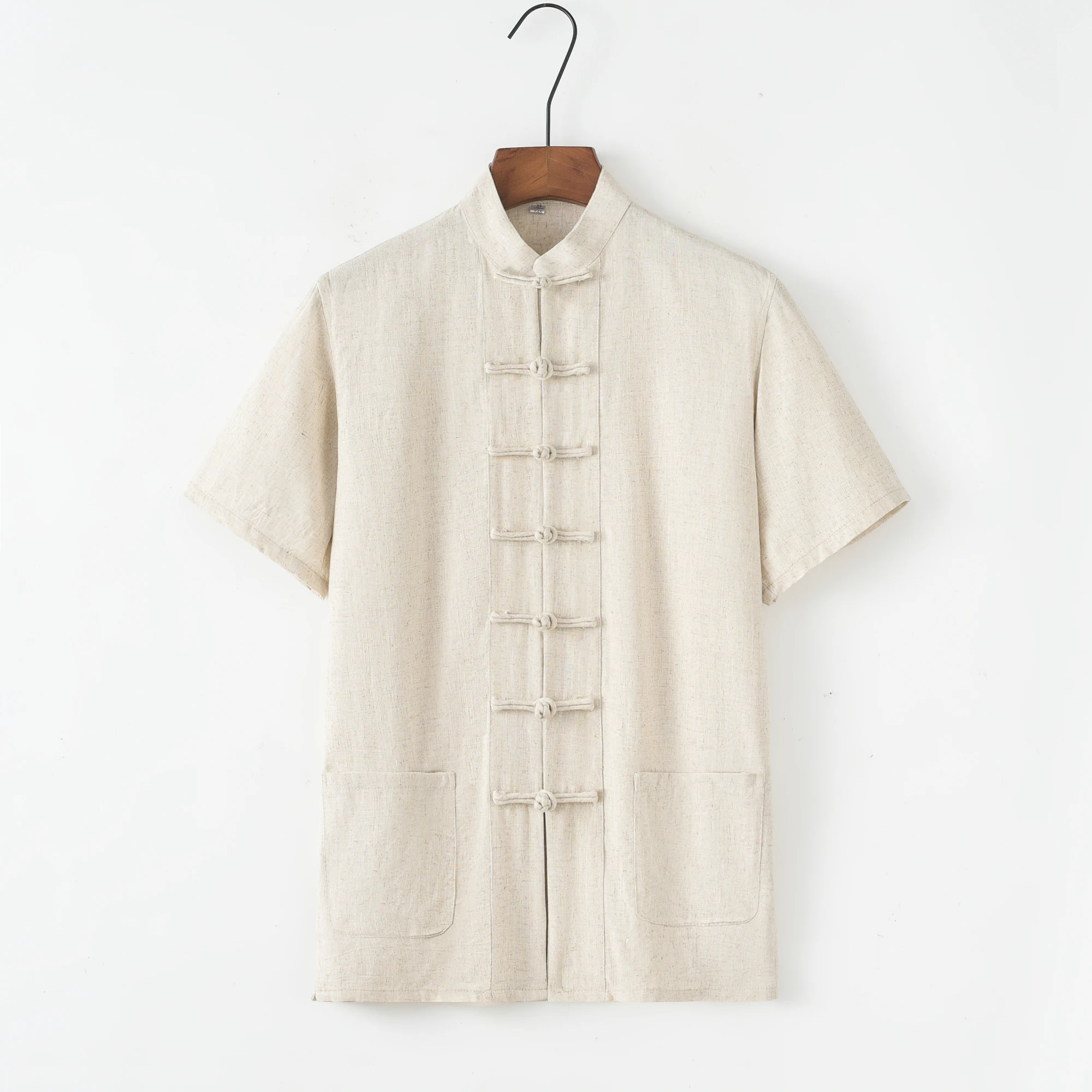 Camisa de manga corta de Kung Fu suelta para hombres, traje Tang tradicional chino de estilo de artes marciales, ropa de algodón y linenTai Chi