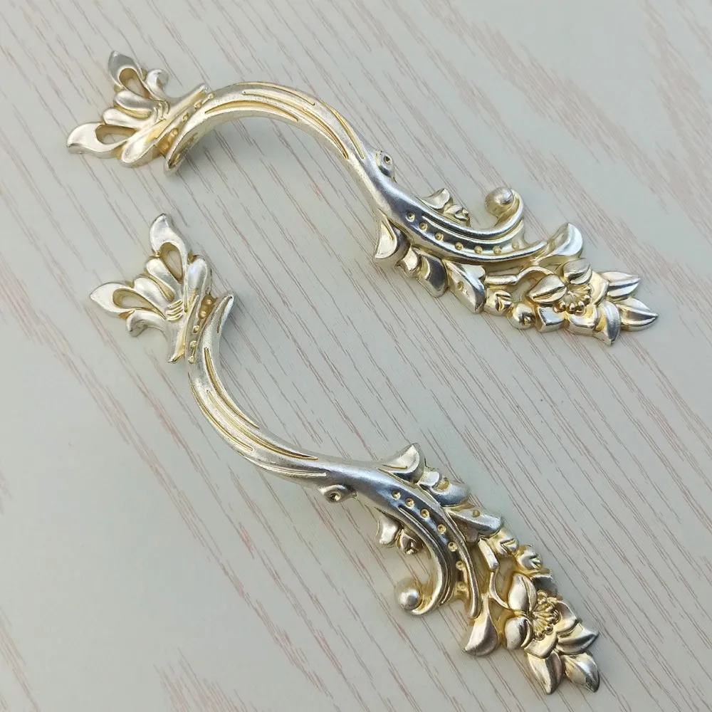Bronze Flower Handle For Furniture Kitchen Cabinets Door Drawer Knob Silver Handle Dressing Table Wardrobe Handle Cupboard Pulls