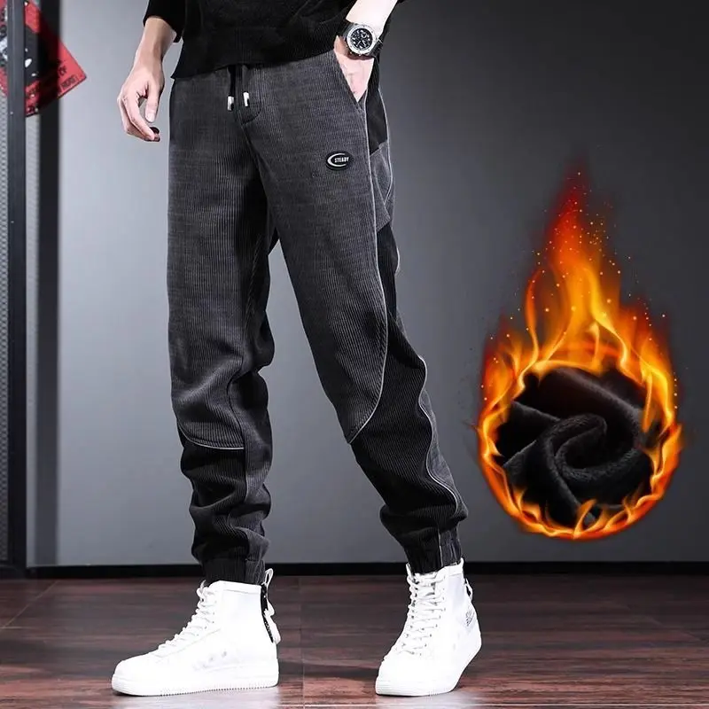 Brushed Korean Reviews Clothes Autumn Winter Thick Velvet corduroy Casual Harem Pants Men's Clothing Sweatpants Baggy Trousers