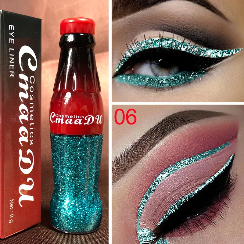 Delineador com glitter líquido para mulheres, delineador brilhante, maquiagem profissional, prata, rosa, ouro, pigmentos cosméticos, novo