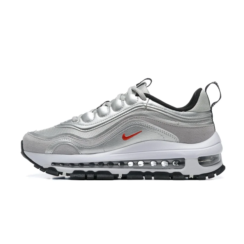 

Nike Air Max 97 Futura Men's and Women's Running Shoes, Air Cushioned, Height Increasing, Shockproof Sneakers, Silvery/Red