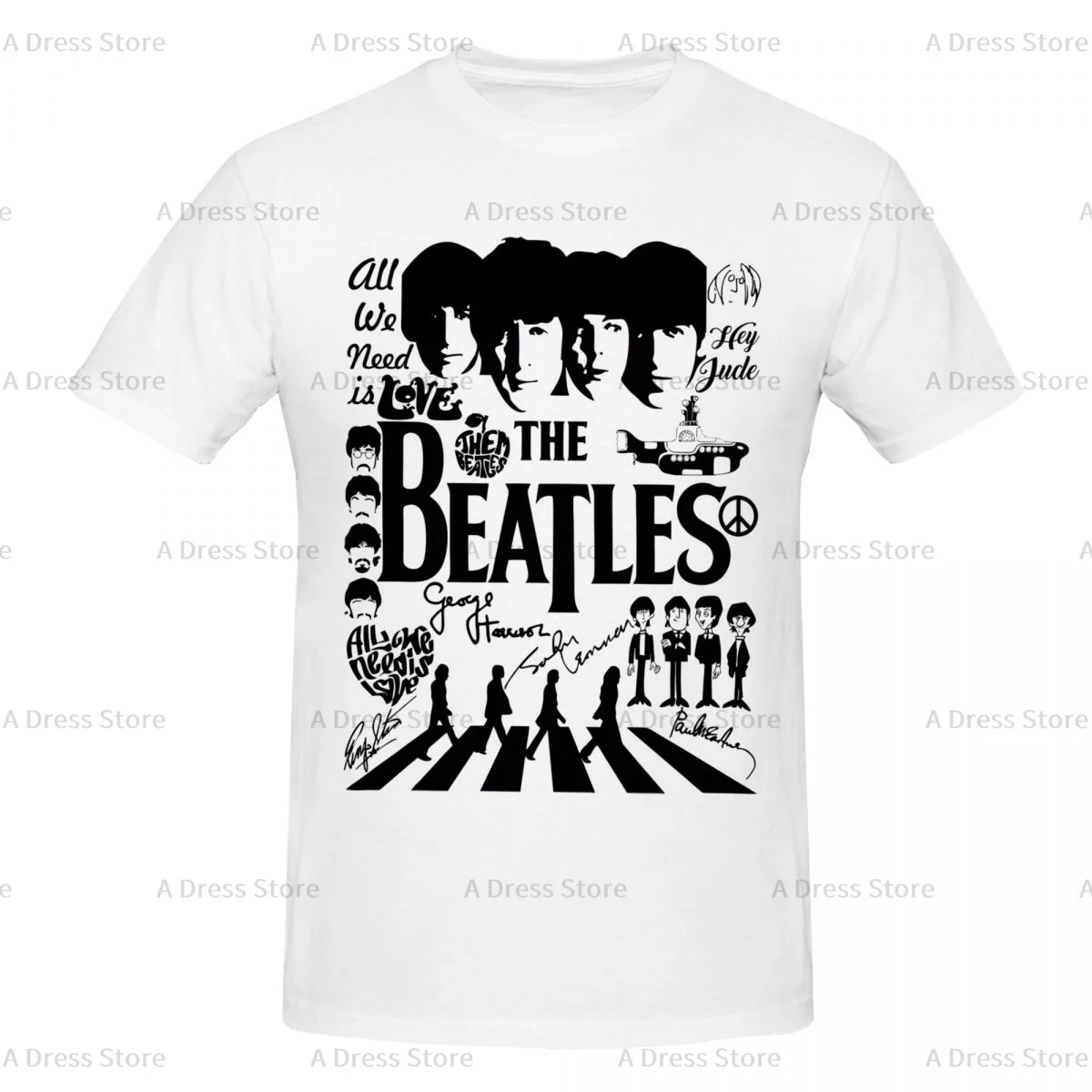 The Beatle Keep Calm Men's round neck T-shirt,Oversized print Tee Shirt,Casual Large Size Tshirt