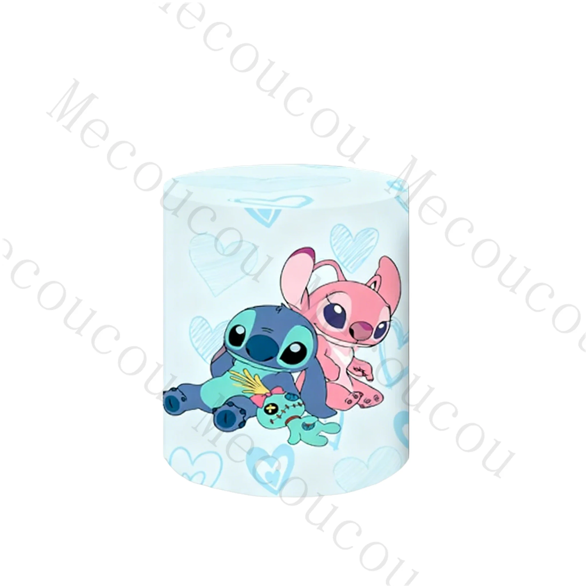 스티치 테마 배경 맞춤형 어린이 생일 또는 베이비 샤워 파티 장식 실린더 커버 케이크 테이블 베이스 장식 소품