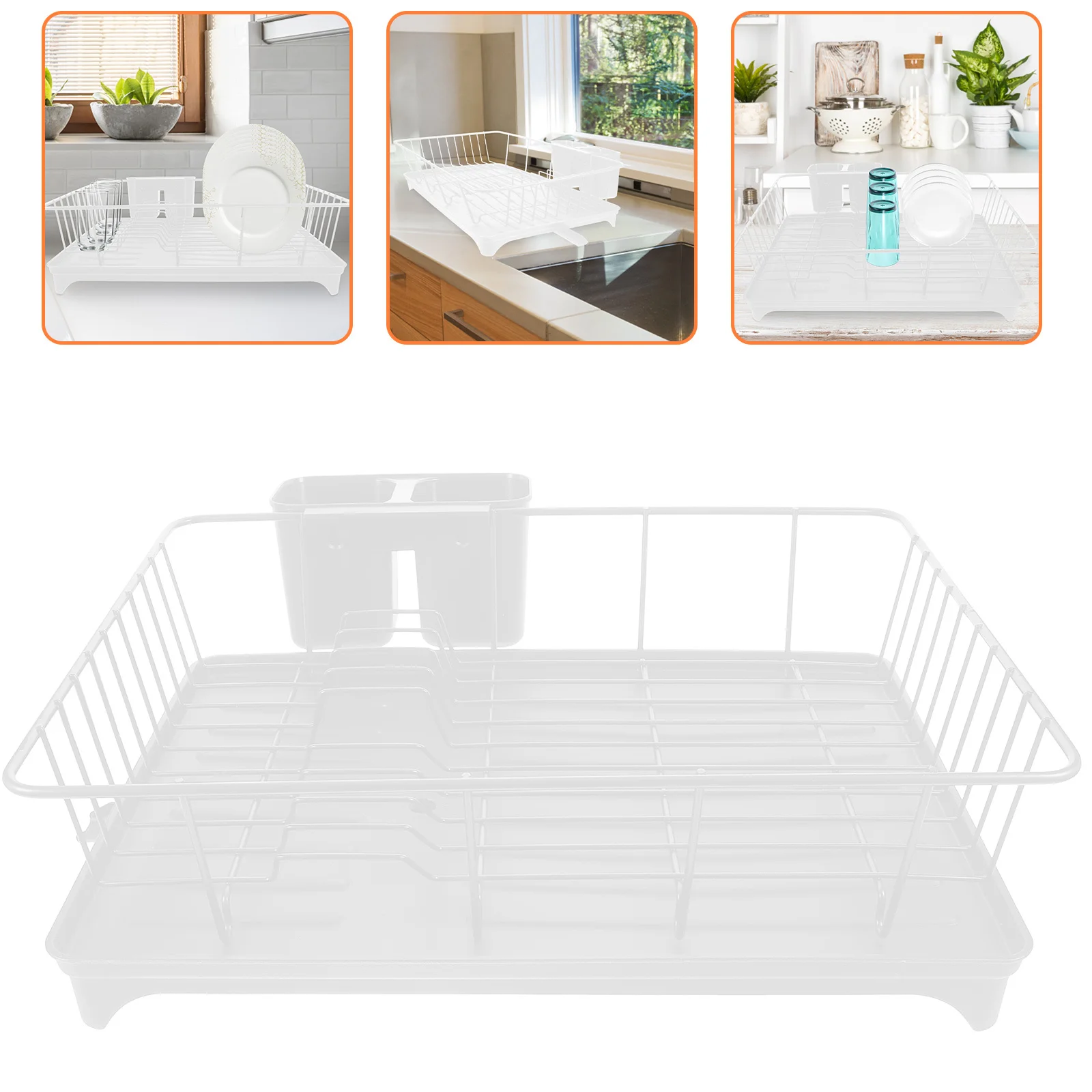 

Dish Drying Rack for Kitchen Counter Large Capacity Cutlery Holder Drain Dish Racks Resistance Dishes Drying Rack