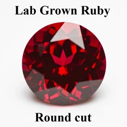 Lab Grown Ruby Pigeon Blood Red Color Round Shape Charm Beads for Diy Jewelry Making Rings Materials Selectable  Certificate