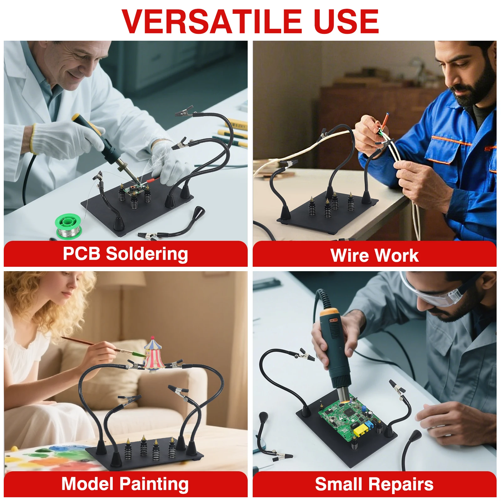 NEWACALOX Magnetic PCB Circuit Board Holder Flexible Arm Soldering Third Hand Welding Station Soldering Iron Stand Repair Tools