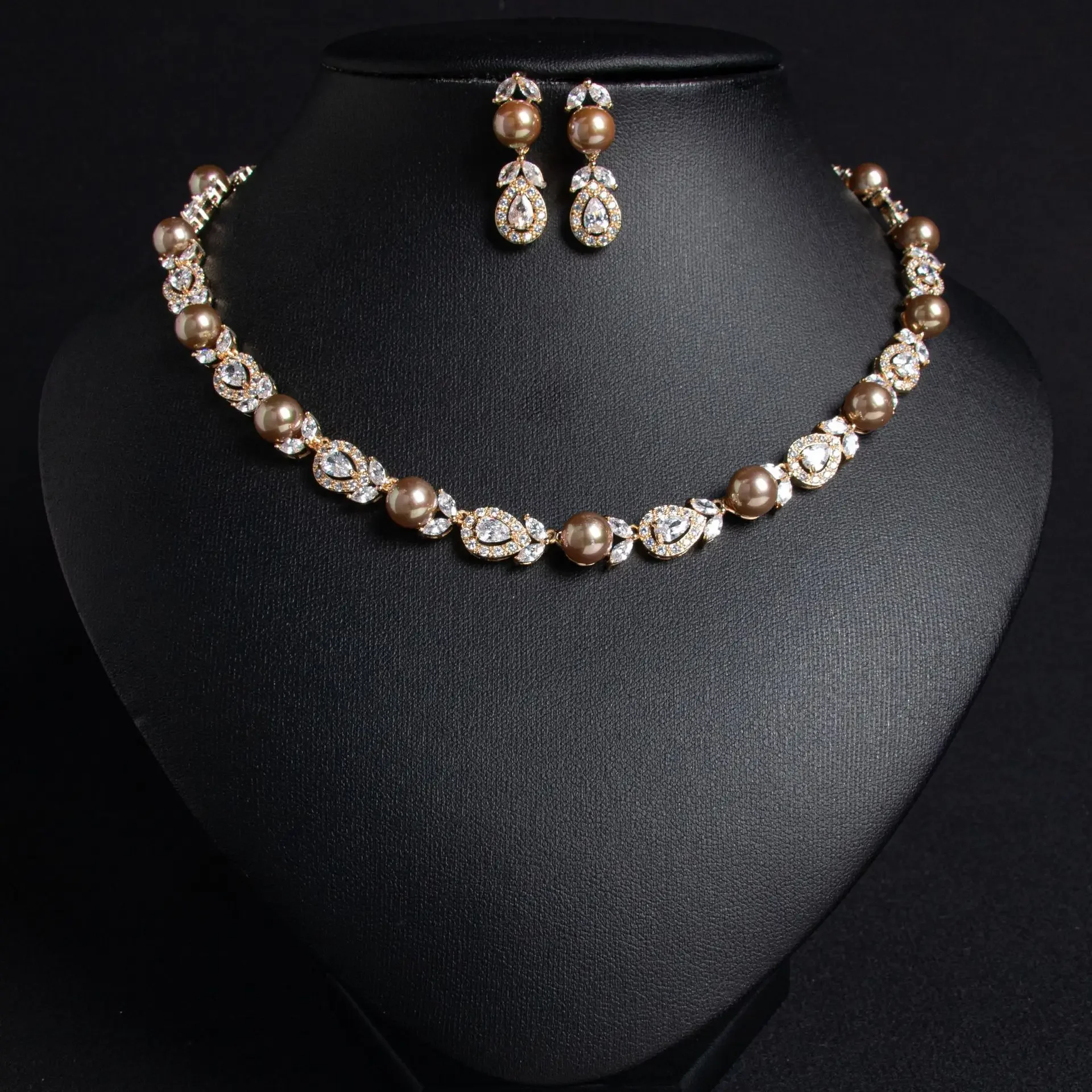 Luxury Women's Jewelry Set For Bridal Wedding Jewelry Accessories Zircon CZ Women Necklace And Earrings Set Evening Party Gift