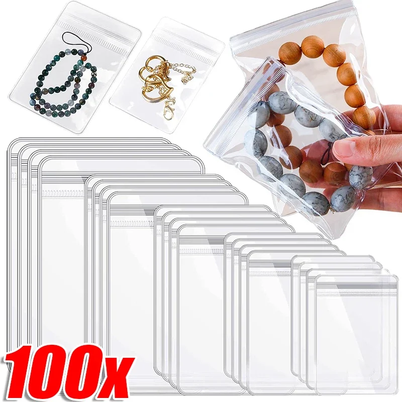 Thickened Jewelry Package Zipper Pouch Bags Transparent Anti-Oxidation Organizer Earring Rings Necklace Bracelet Storage Holder