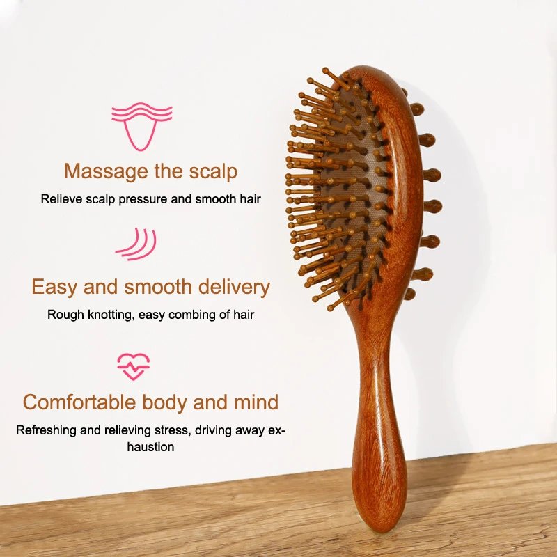 Double Sided Sandalwood Air Bag Comb Hair Care Scalp Body Gua Sha Meridian Head Blood Circulation Dredging Massage Comb