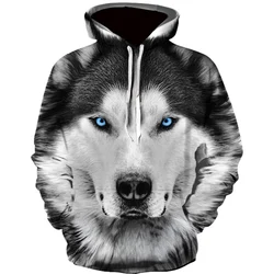 Spring and Autumn Men's Junior Wolf Hoodie Fashion 3D Printing Loose Streetwear 2021 Funny Animal Street Hip Hop Sweatshirt