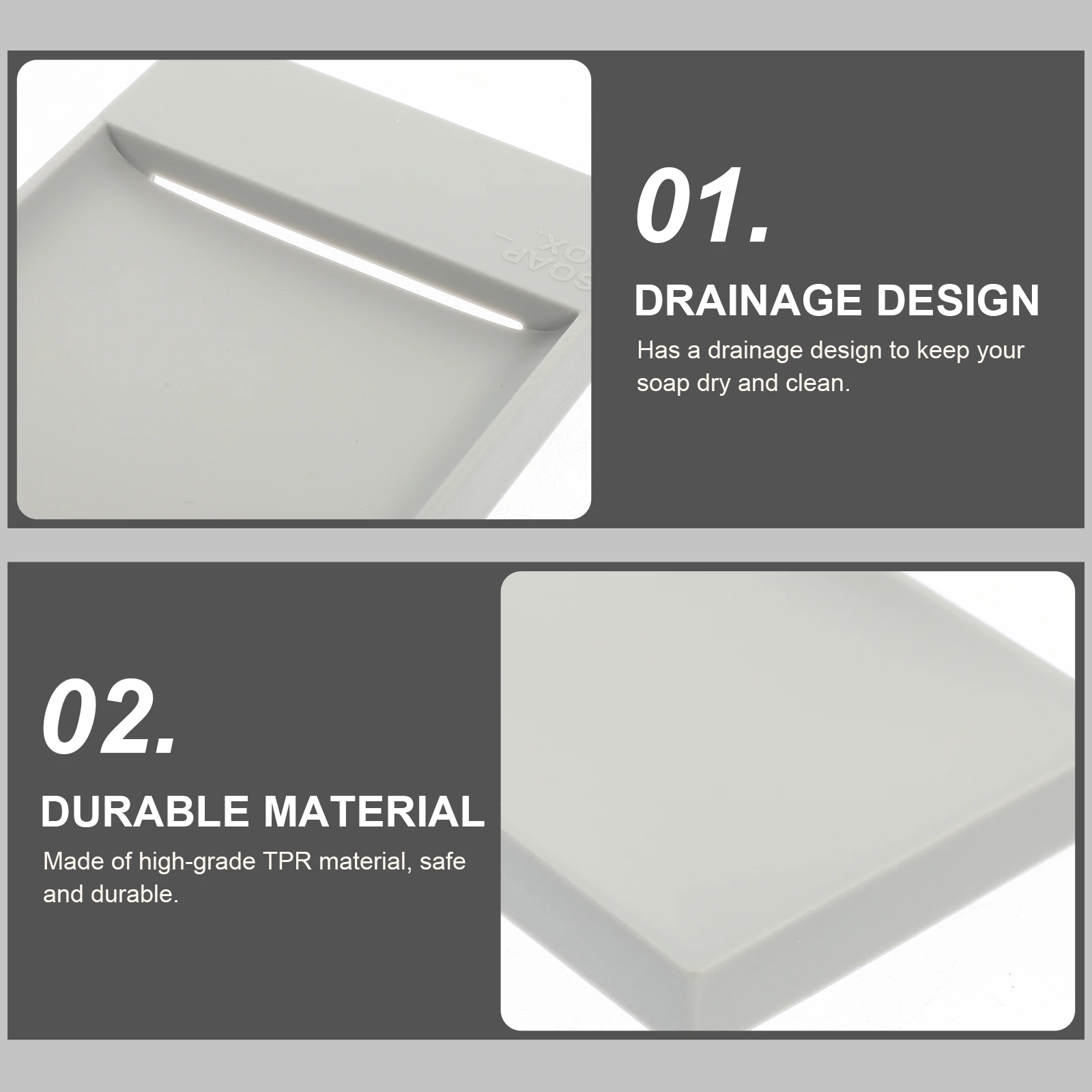 

2pcs Drain Trays Self-Draining Rustproof Tpr Holders For Bathroom Kitchen Countertop Wear-Resistant Household Soap Tray