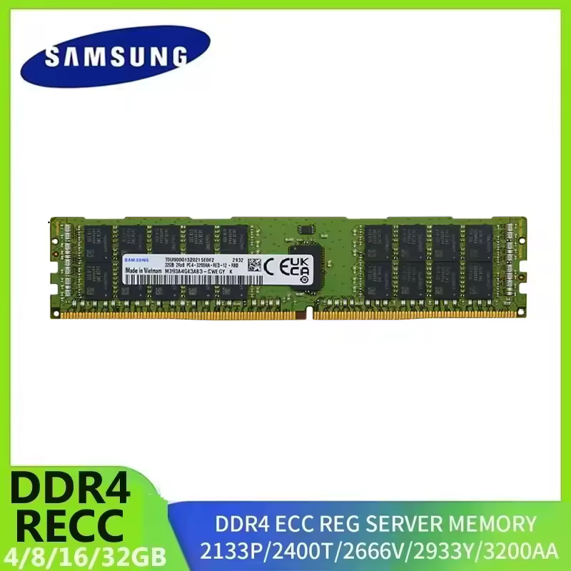 Servidor Samsung DDR4 memoria Ram ECC REG RAM 32GB 16GB 8GB RECC compatible con placa base X99 RECC 3200AA 2933Y 2666V 2400T 2133P servidor