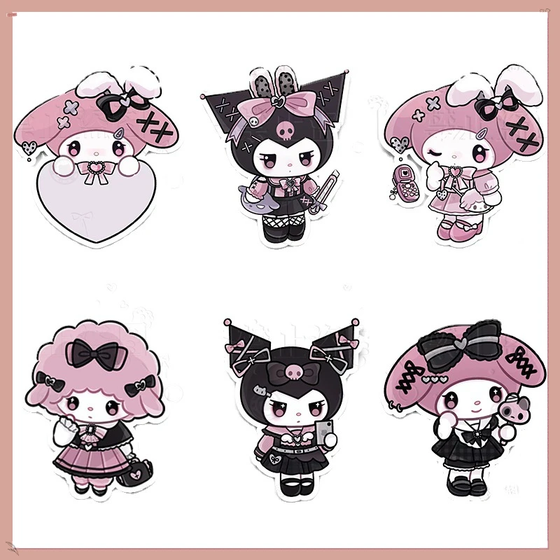 Anime Surrounding New Sanrio Dark Series Kuromi Melody Acrylic Double Sided Hair Clip Hand Ledger Office Folder Book Clip Gift