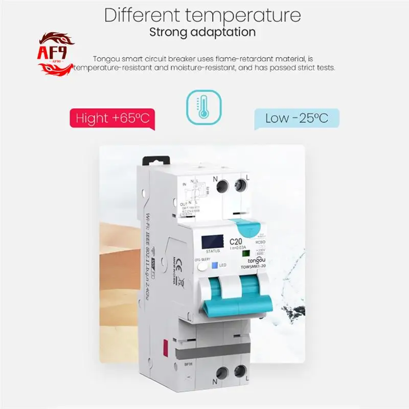 

AF90-TONGOU Tuya Wifi Smart Circuit Breaker Residual Current Circuit Breaker With Over Current And Leakage Protection