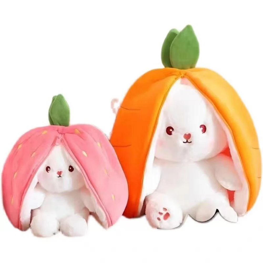 

Lovely Strawberry Radish Turned Rabbit Plush Toy Super Soft Decompression Small White Rabbit Doll To Send Children Birthday Gift