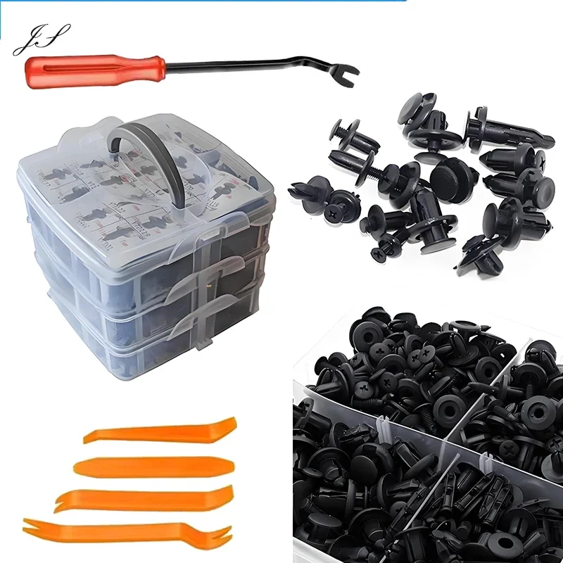 

620 шт., комплект автомобильных пряжек в штучной упаковке, винт для бампера, ремонтная заклепка, крепеж, инструменты для автоматической подставки для BMW VW, универсальный набор деталей для салона автомобиля