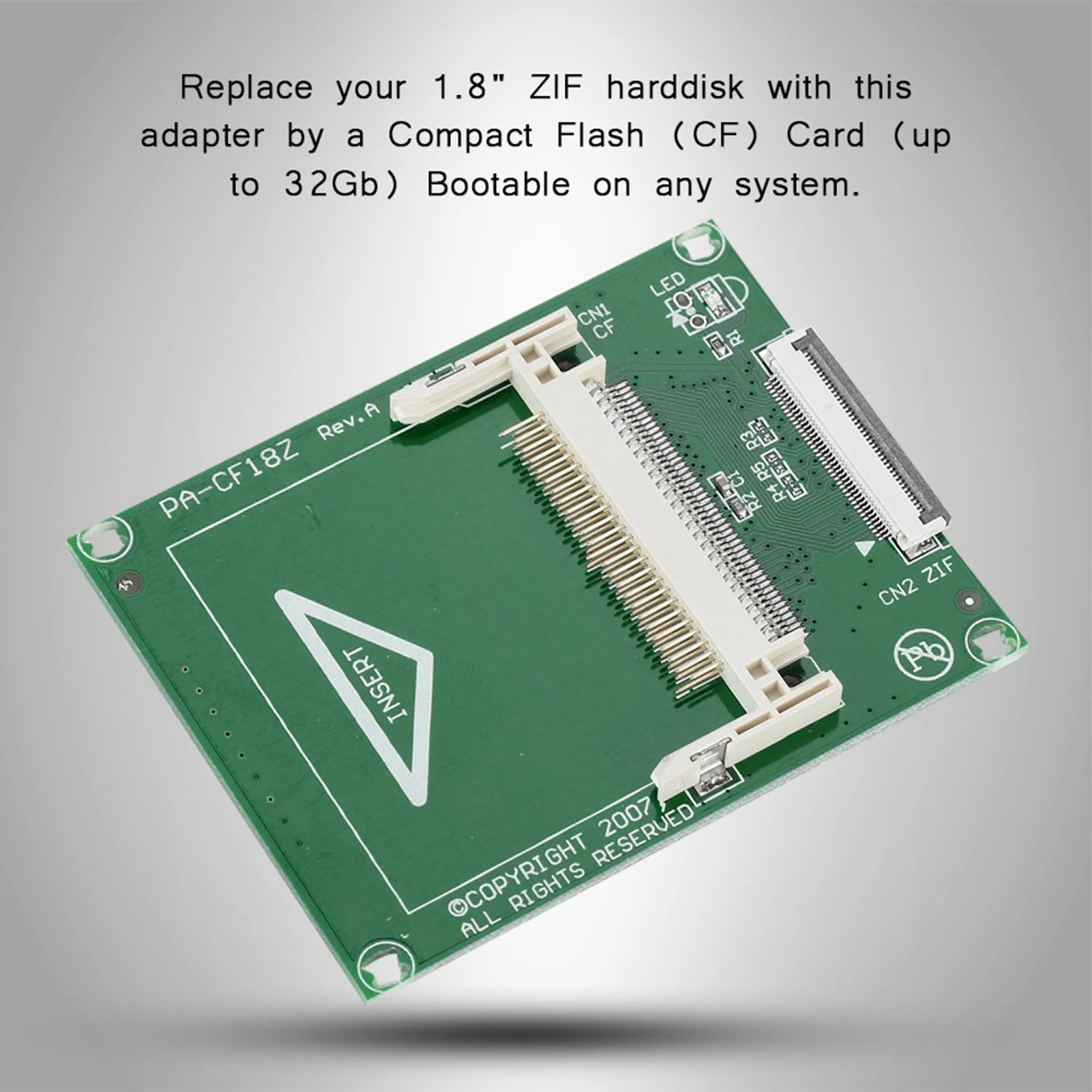 

1.8‑inch 50‑Pin Compact Flash CF Memory Card to ZIF/CE Adapter SSD HDD Adapter Card ZIF/CE Adapter Card SSD HDD Adapter Card