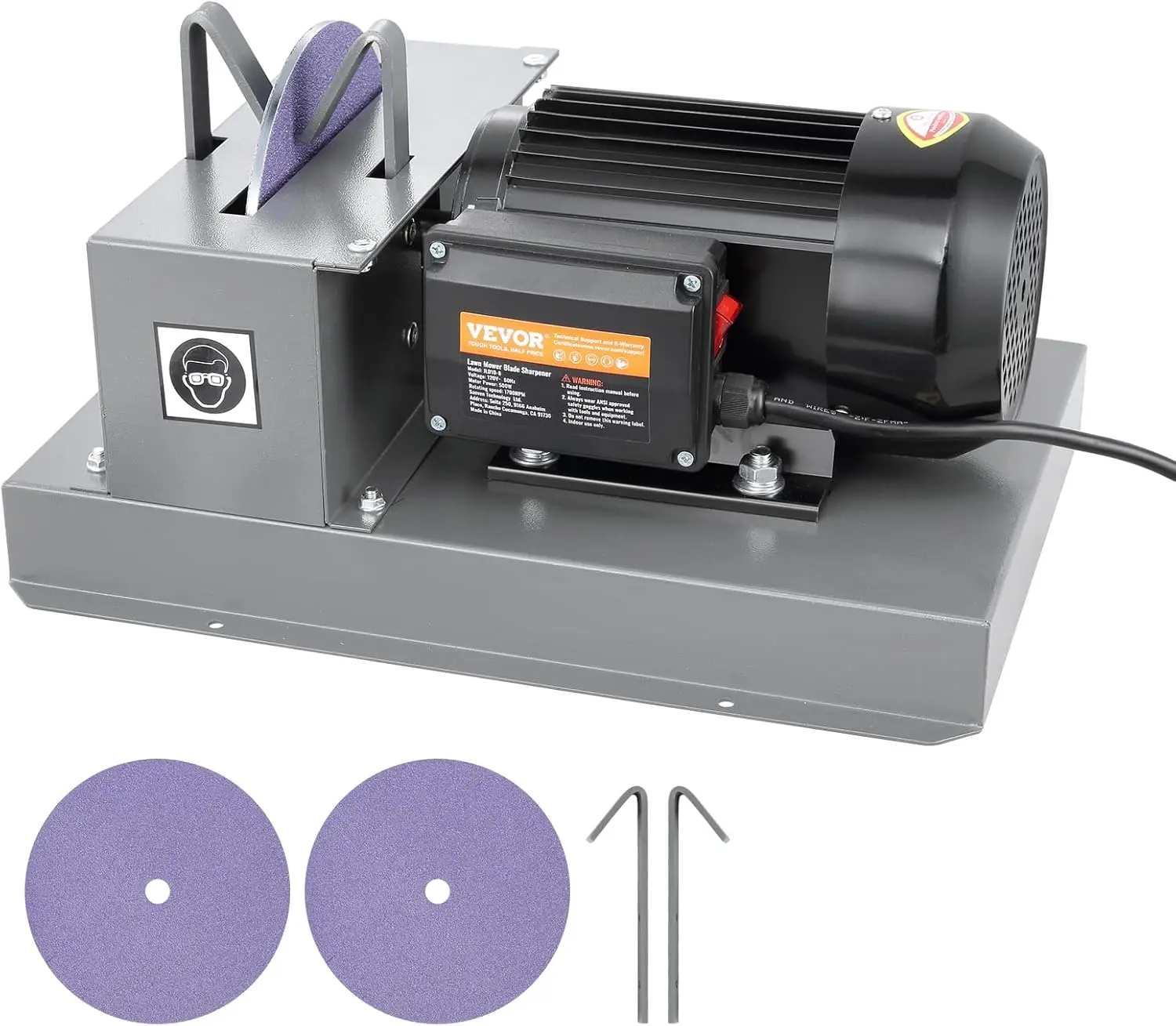 

Lawn Mower Blade Sharpener - 2/3HP 500W Grinder with 7-inch Ceramic Wheel, Sharpens High/Low Lift, Gator & Flat Blades