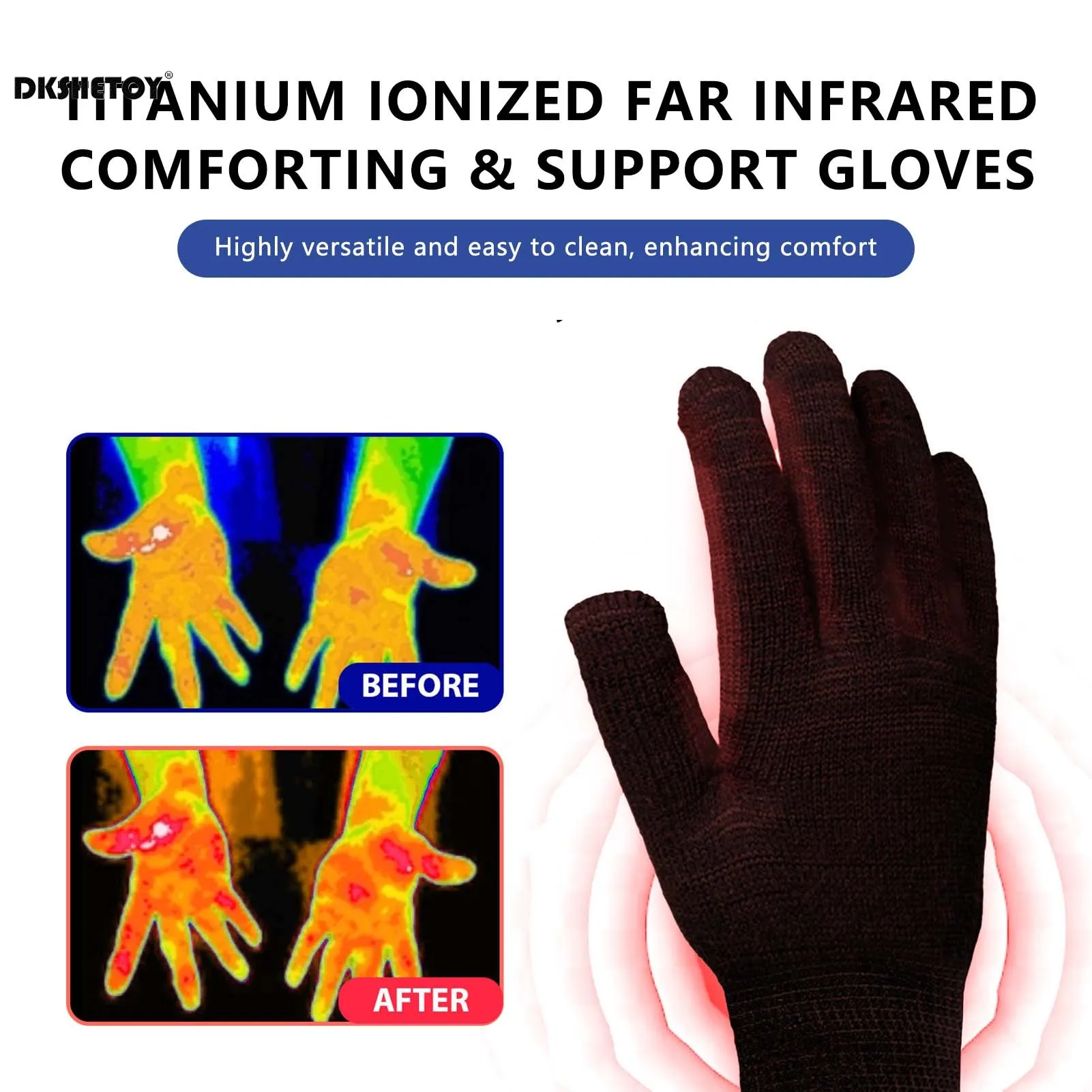 Compression support hand Brace Gloves titanium ionized far infrared Hand Arthritis Stimulating Circulation health care Gloves