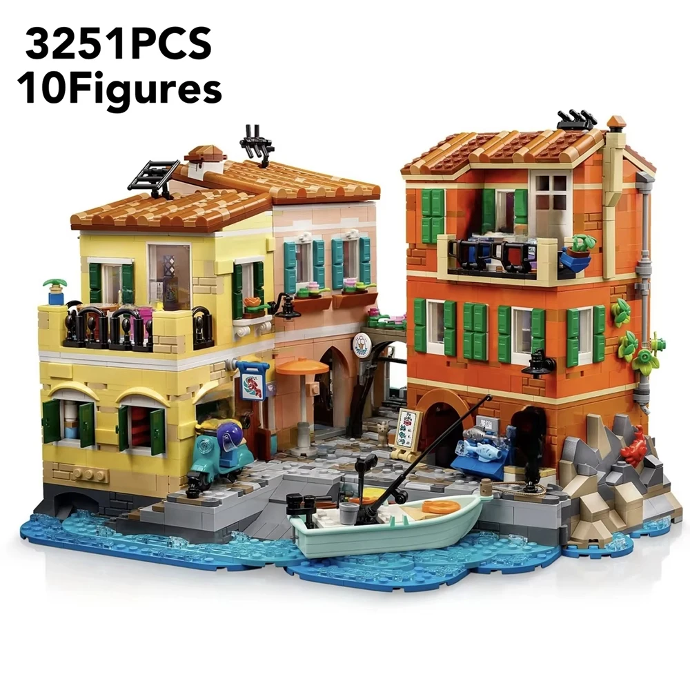 

2026 new popular toy street view series famous Italian tourist town Riviera model building blocks home decoration birthday gift