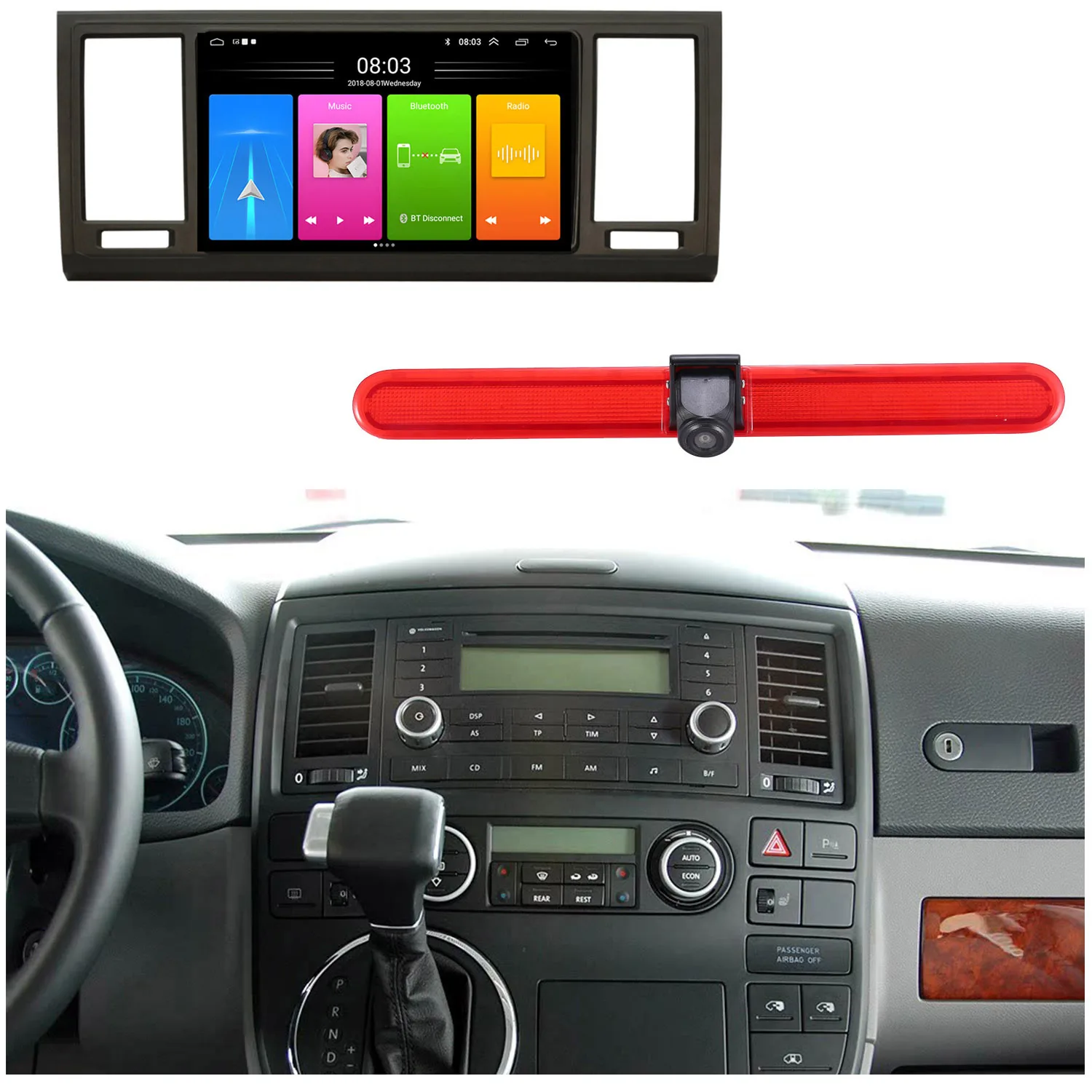 Android 9” car radio with Bluetooth Carpaly GPS Navigation+ HD reverse camera for VW Caravelle Transporter/T5 Multivan/ T6 Bus