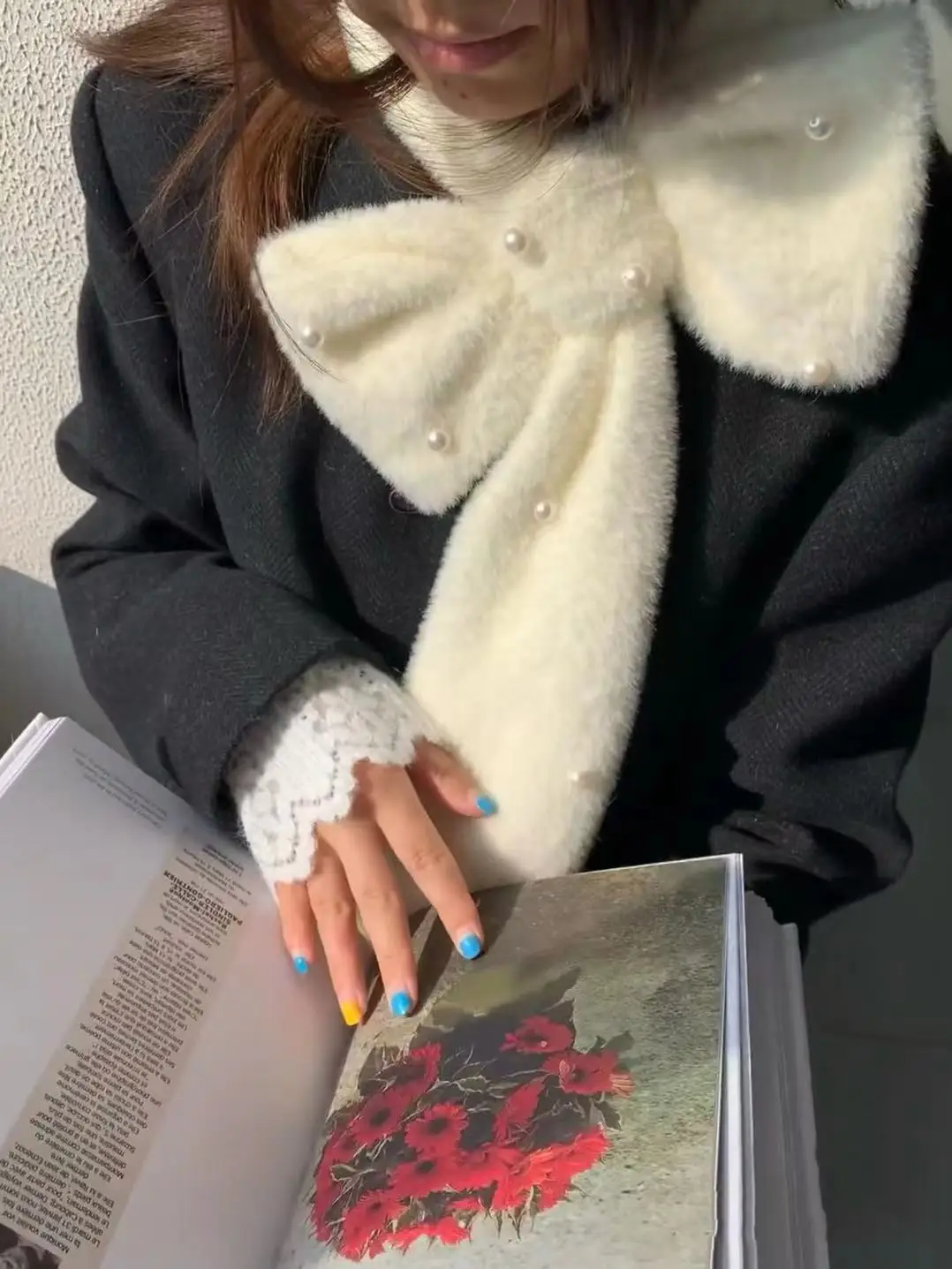 Kawaii لطيف وشاح القوس الديكور الأوشحة الموضة Y2K اليابانية الحلو الخريف الشتاء الدفء رقيق ثقافة فرعية وشاح