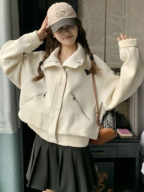 

plus Size Casual Loose Collar Jaet Women's Top Small Size Autumn Winter ort Coat Korean Sle Pear Straight Fit