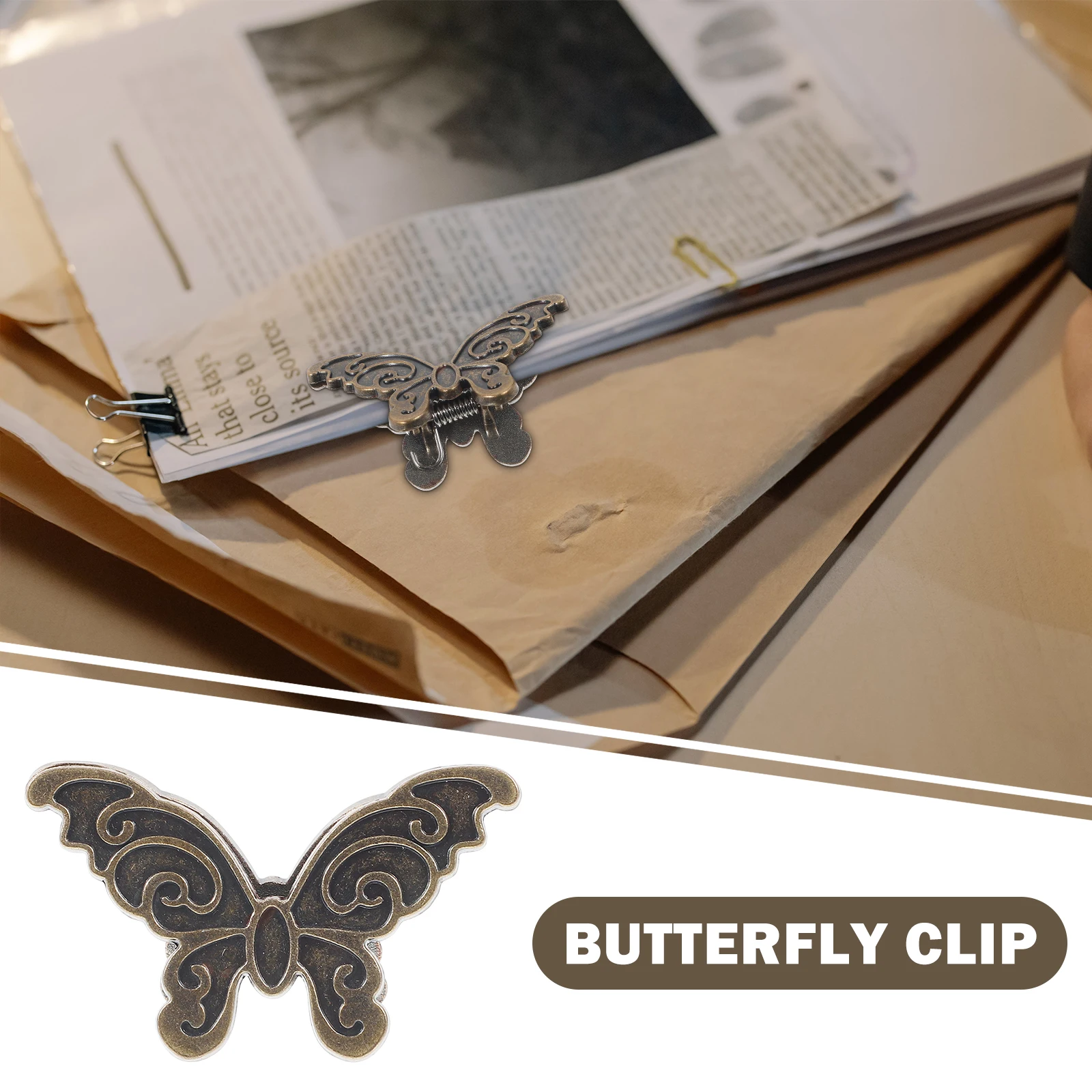 4pcs Butterfly Decorative Clips For Hanging Small Notebook Journal Paper Document Ticket Organizer Metal Storage