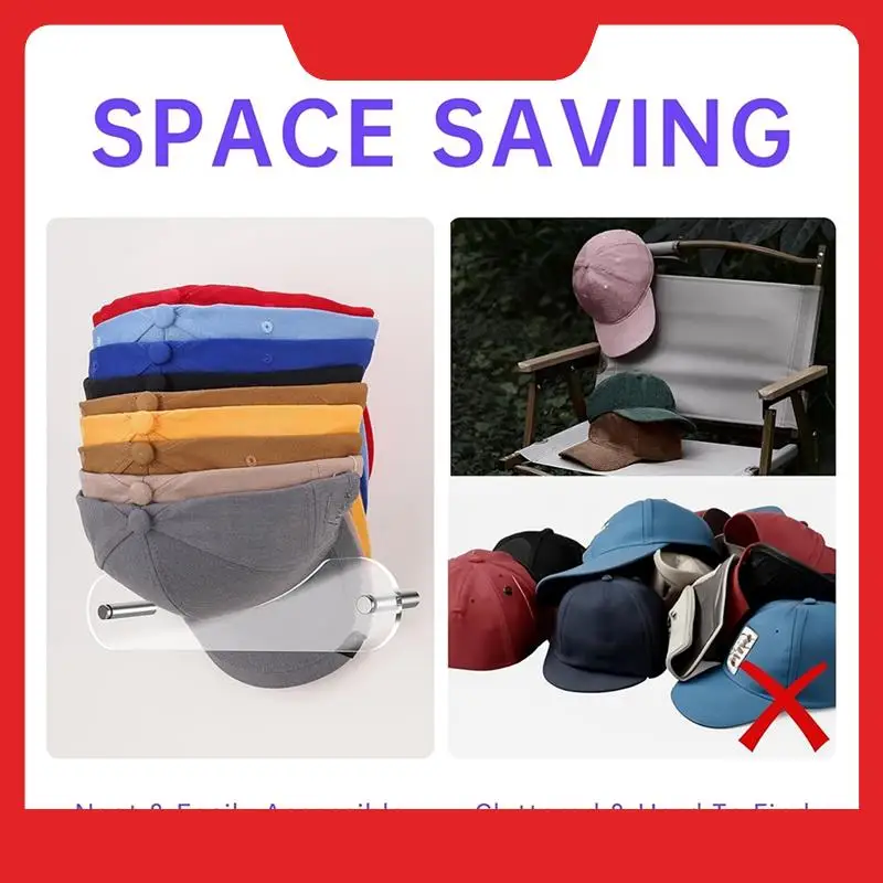 2Pcs Wall Mount Acrylic Hat Rack Organizer For Baseball Caps,For Closets, Entryways, Living Rooms, Bedrooms, Sturdy Rack