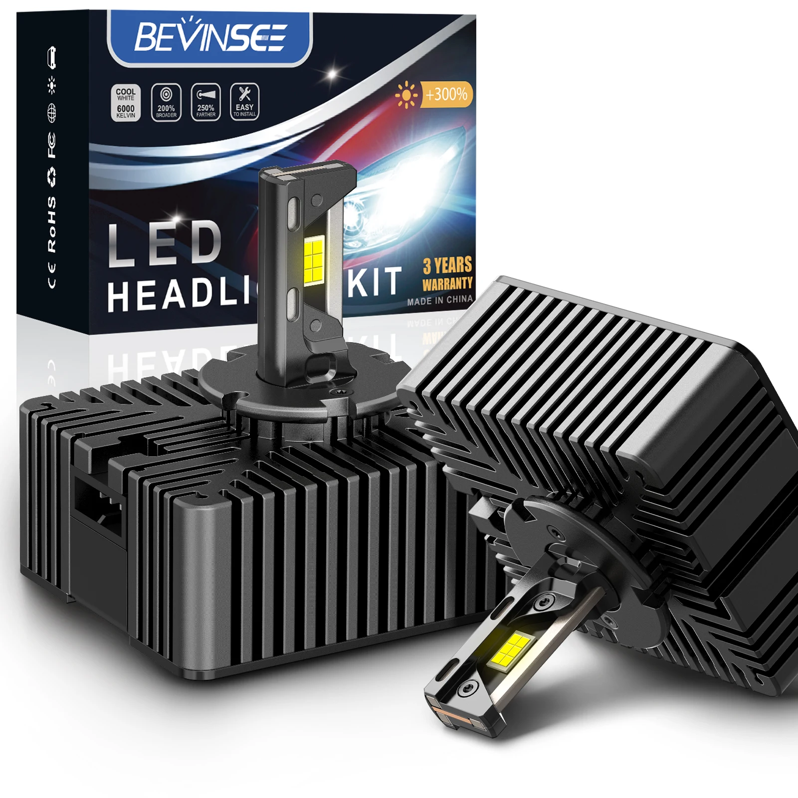 

BEVINSEE D5S LED 80W 8000LM D3S D3R D1S D1R D2S D2R CANBUS Headlight Auto HID Xenon Direct Replacement For Audi A3 A4 A6 Q3 12V