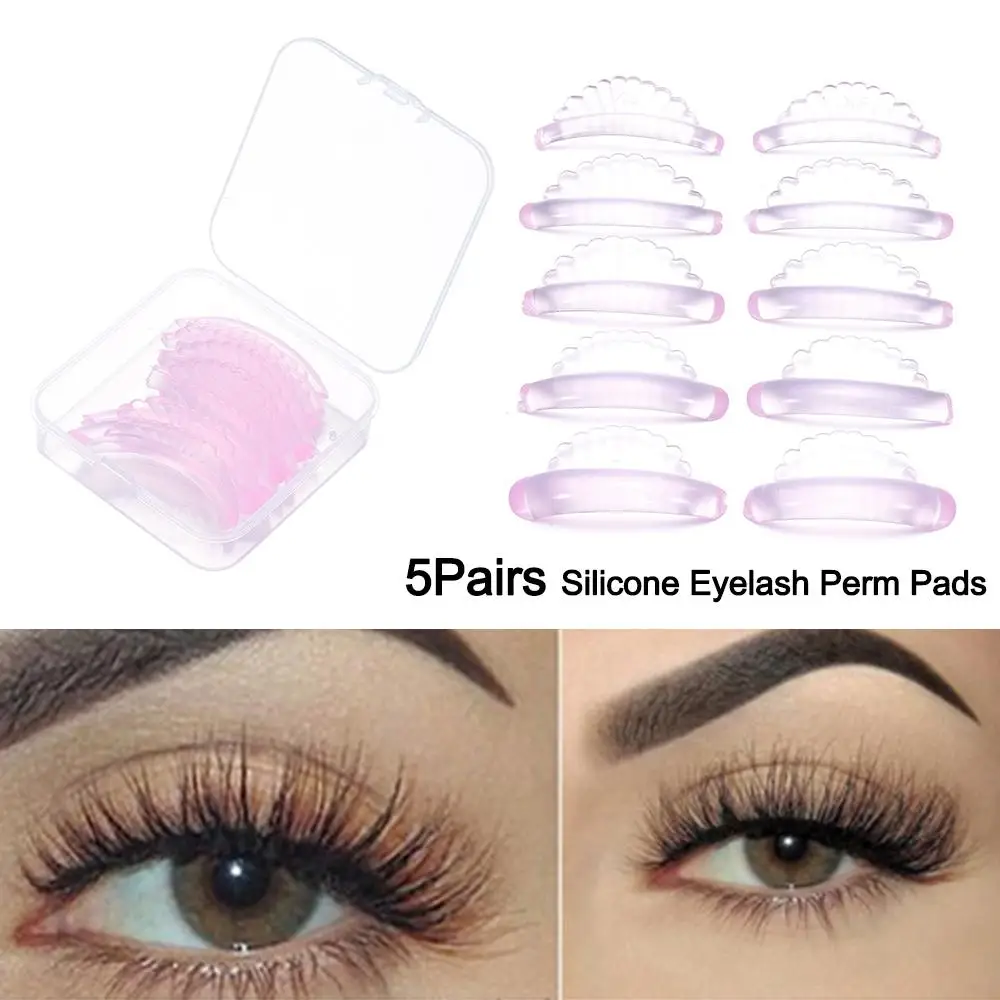 5Pairs Applicator Tools Silicone Eyelash Perm Pads 3D Eyelash Curler Accessories Shell Style Sticky Lashes Rods Reusable
