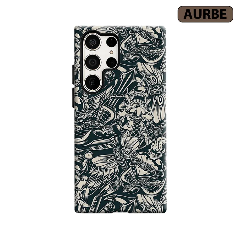 Monochrome Oni Art Phone Case For Samsung Galaxy S26 S25 S24 S23 Ultra Plus HD Hard Double Layer Film Cover