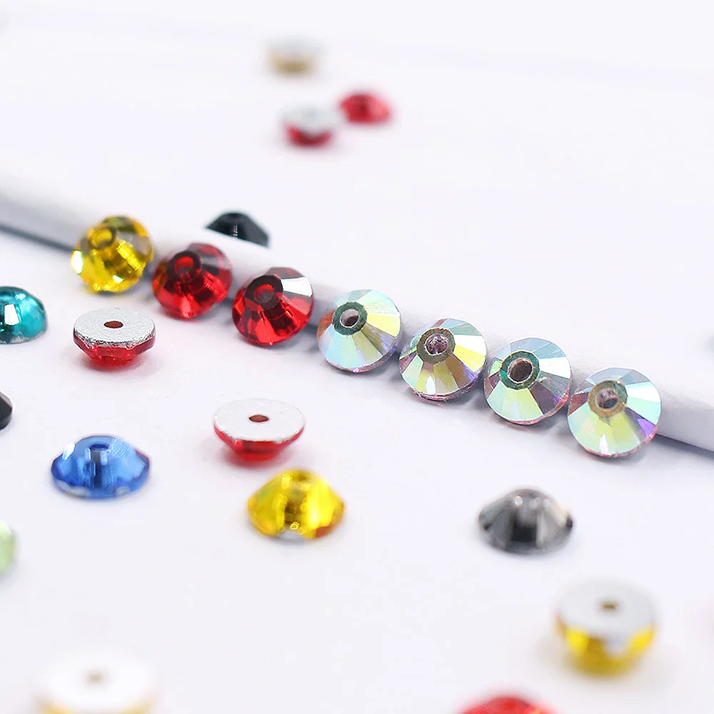3mm-6mm 100 stücke Flatback Mittleren Loch Nähen Strass Shiny Kristalle Strass Perlen Nähen Auf Strass für kleidung Stoff Edelsteine – Detail 1