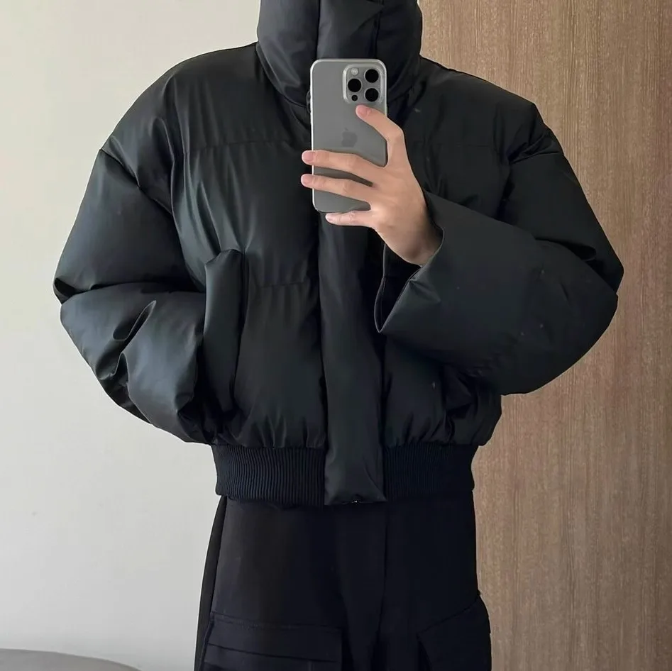 2025 Winter Man Down Jacket High Street Stand Collar Zipper Oversize Men Coat Simple Solid Color Long Sleeve Men Outerwear