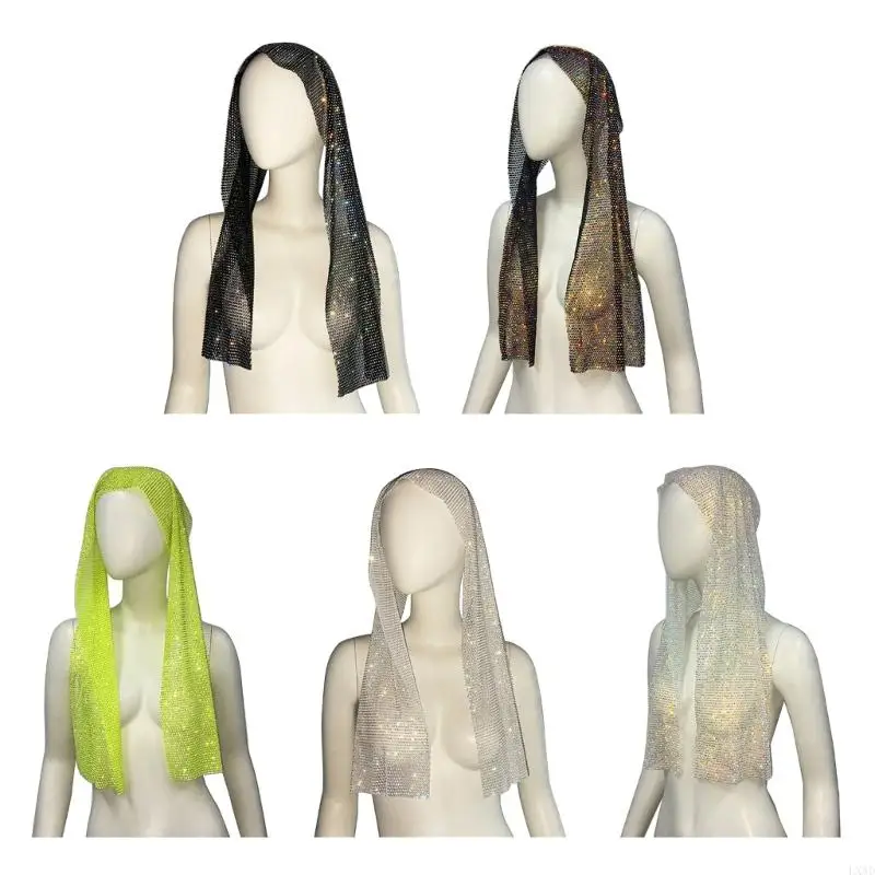 

Glistening Women Turban for Head Wrap Long Stretch Headwraps Nightclub Shawls