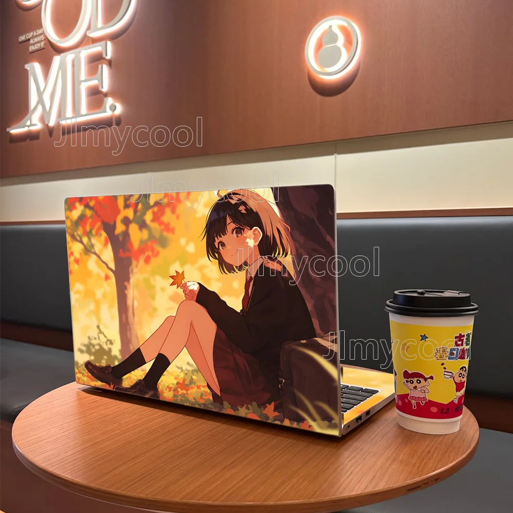 2 Pieces Anime Autumn Maple Leaves Vinyl Laptop Sticker Self-adhesive Case for HP Lenovo Apple Easy To Install Decal Stickers