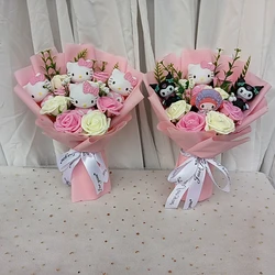 Hello Kitty Anime Peripheral Styles Bouquet PE Rose Flowers Wedding Christmas Birthday Valentine's Day Graduation Gift