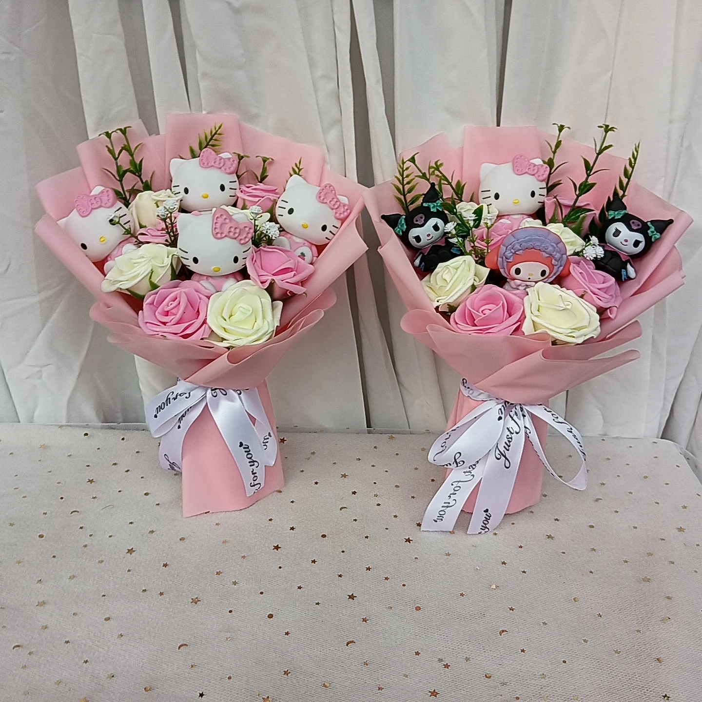 MINISO Hello Kitty Anime Peripheral Styles Bouquet PE Rose Flowers Wedding Christmas Birthday Valentine's Day Gift