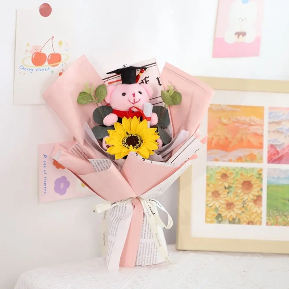 

Stunning Lovely Bear Graduation Bouquet Cartoon Bear Animal Graduation Gift Sunflower Plush Toy Birthday Party