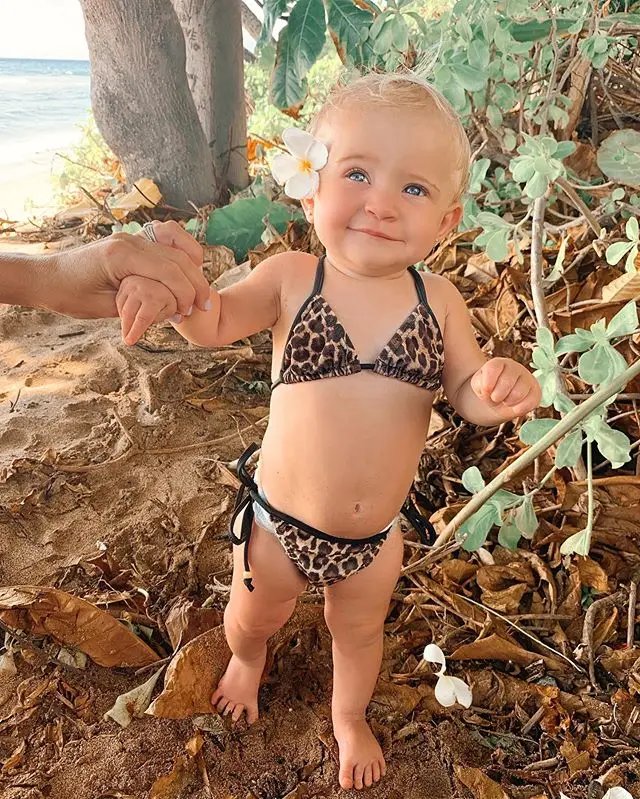 Toddler Baby Girl Bikini Set Leopard Print Bikini Halter Swimwear String Triangle Bathing Suits Beachwear