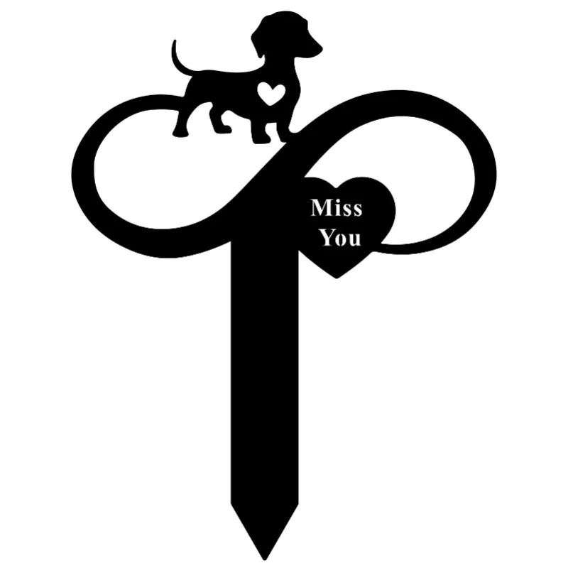 

Pet Memorial Plaque Dog Grave Marker Silhouette Yard Sign Garden Decoration Outdoor Pet Remembrance With Heart Infinity Design