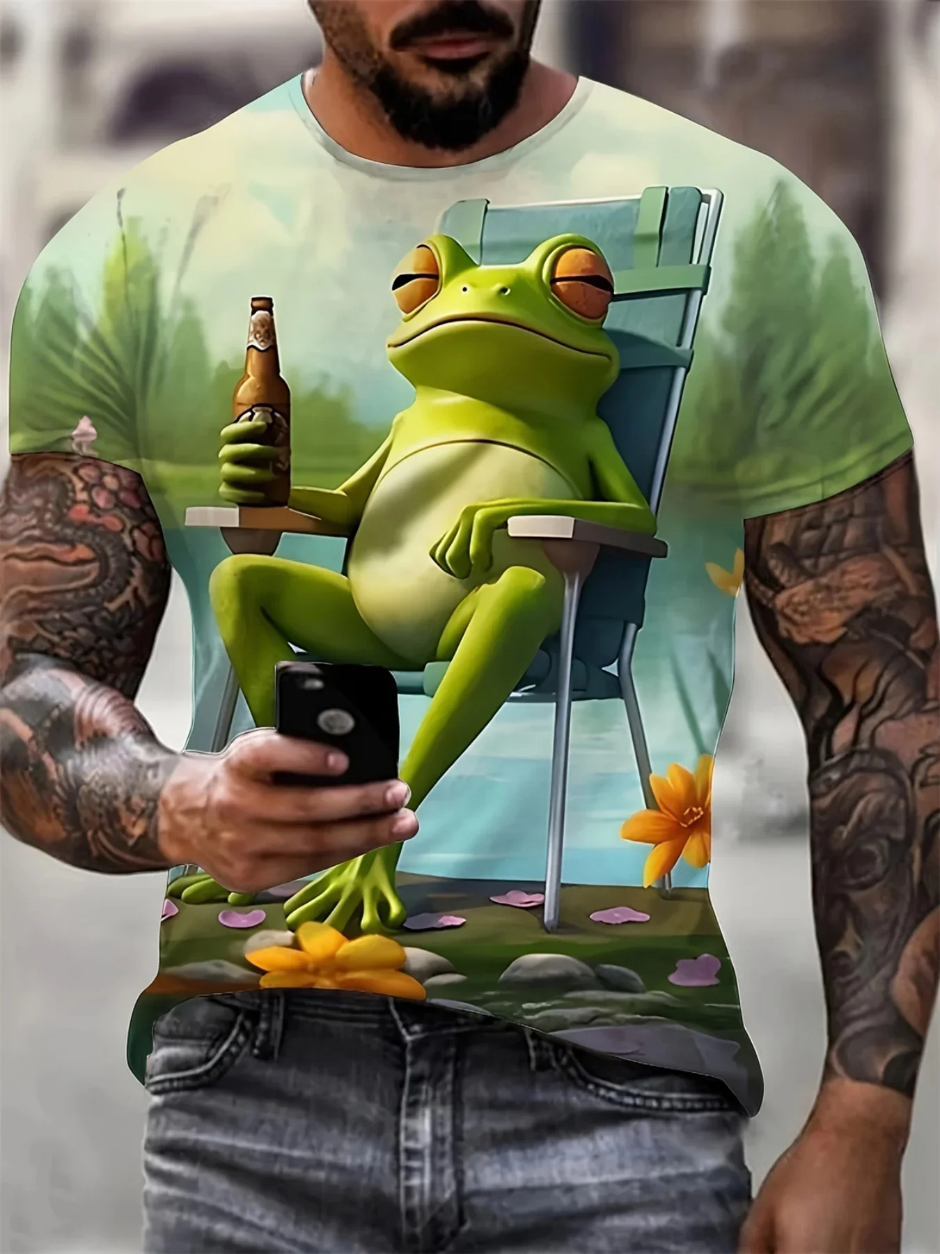 Funny Men's T Shirt Cartoon Animal 3D Print Summer Casual Short Sleeve Pullover Fashion T-Shirts